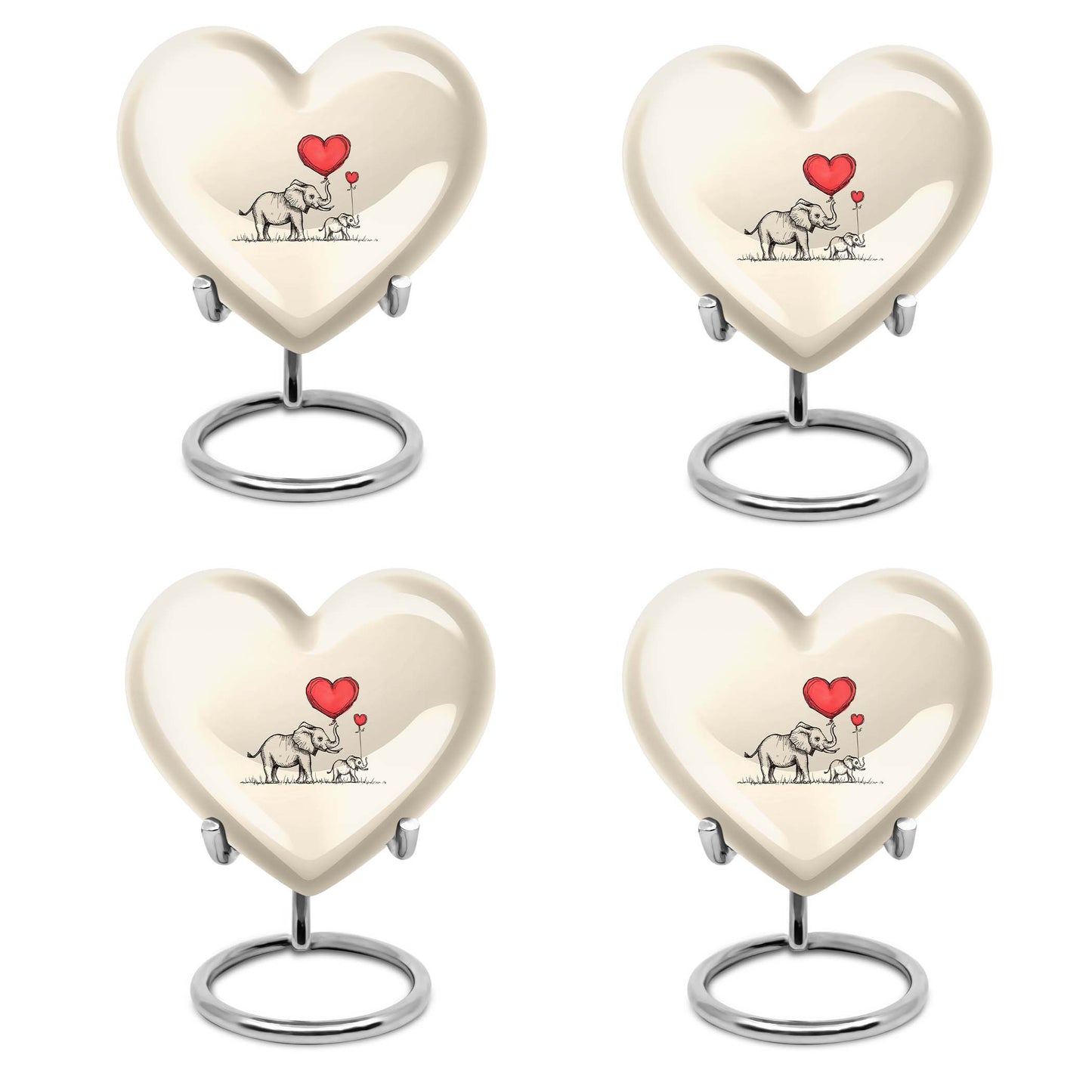 heart-shaped elephant family urn