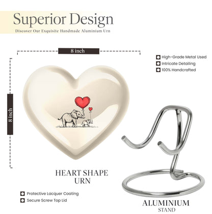 heart-shaped elephant family urn