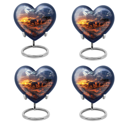 Heart Urn featuring an elephant family