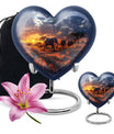 Heart Urn featuring an elephant family