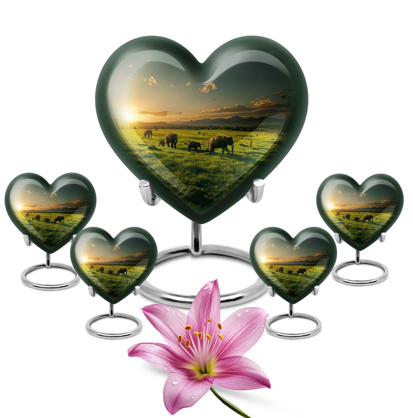 Heart shaped elephant family urn