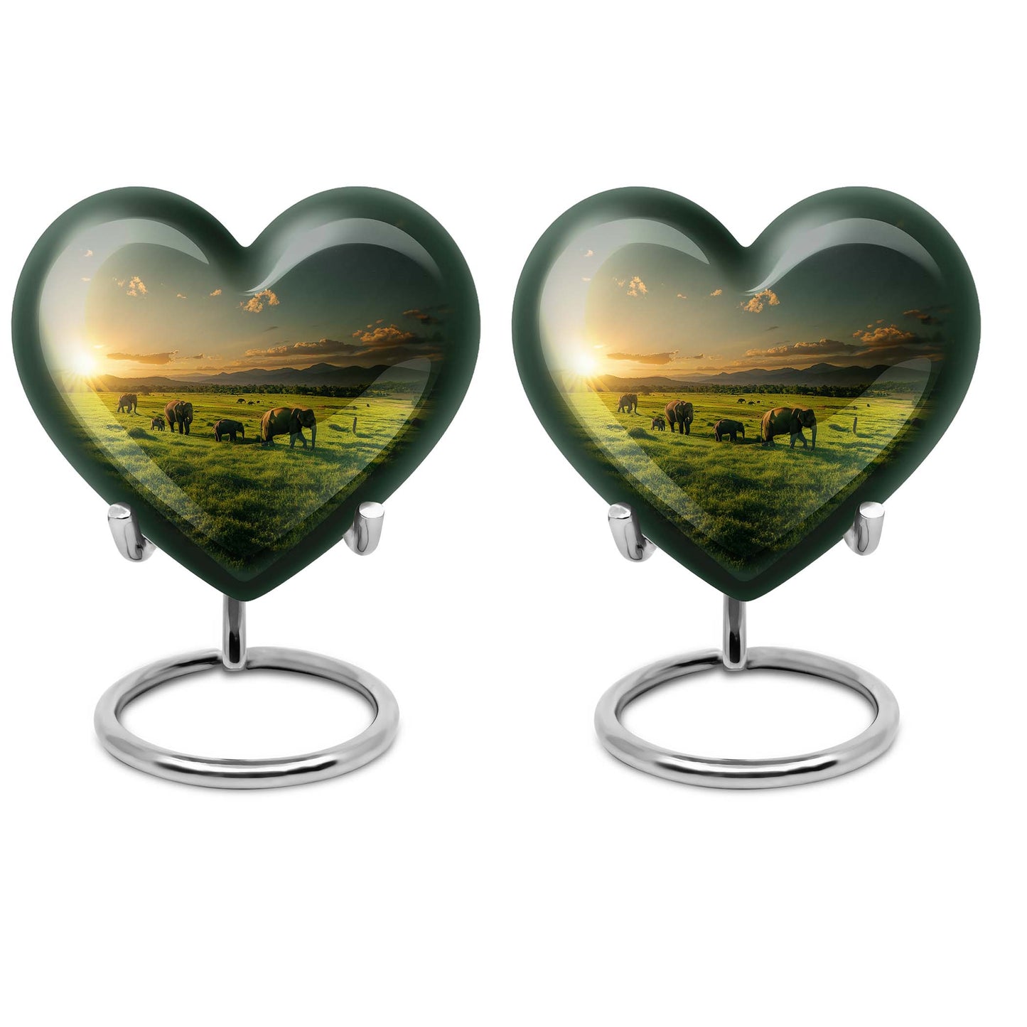 Heart shaped elephant family urn