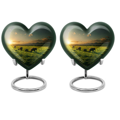 Heart shaped elephant family urn