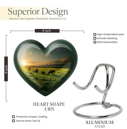 Heart shaped elephant family urn