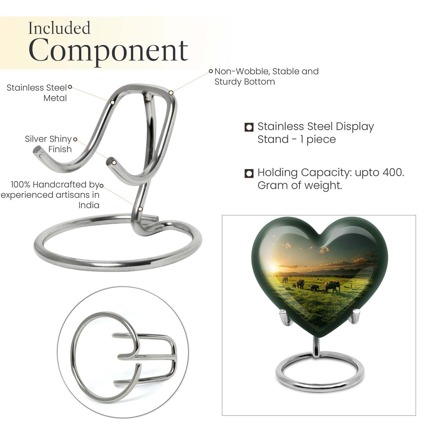 Heart shaped elephant family urn