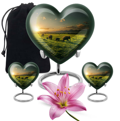 Heart shaped elephant family urn