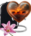 10-inch elephant family heart design funeral urn for mom, customizable, includes velvet pouch for ashes