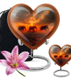 10-inch elephant family heart design funeral urn for mom, customizable, includes velvet pouch for ashes