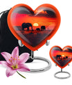 Elephant Family Medium Size Urn Funeral, Ashes Urn
