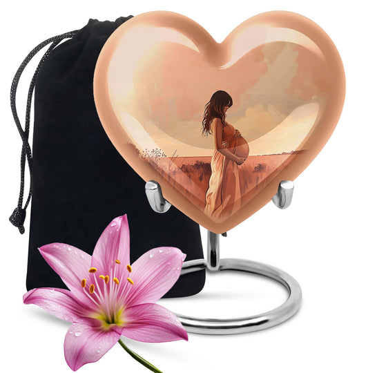 10-inch, abstract heart design memorial urn for adult male, customizable