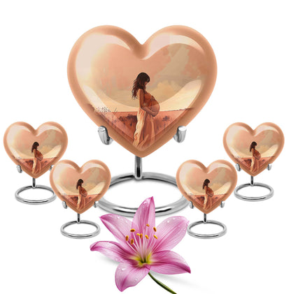 10-inch, abstract heart design memorial urn for adult male, customizable