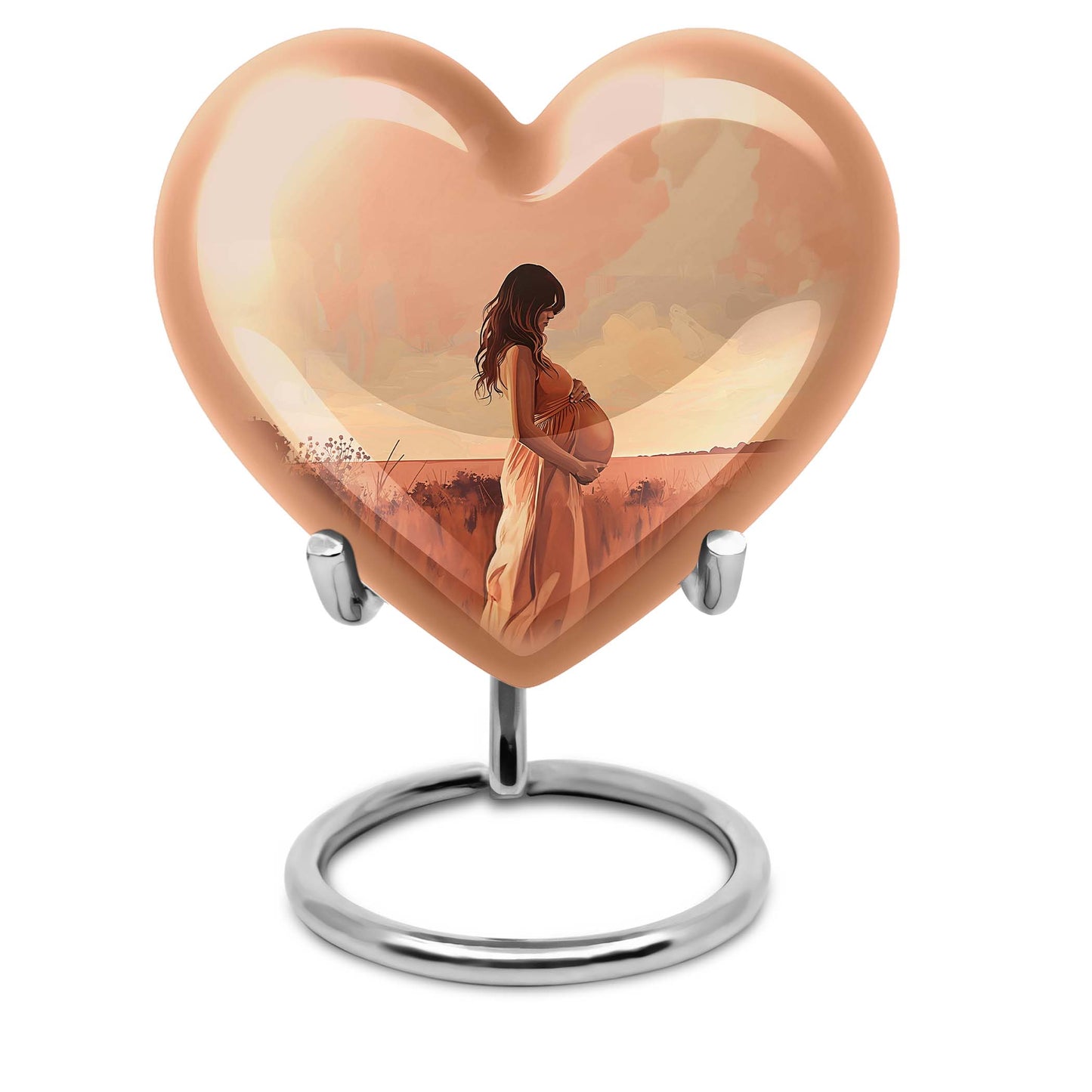 10-inch, abstract heart design memorial urn for adult male, customizable