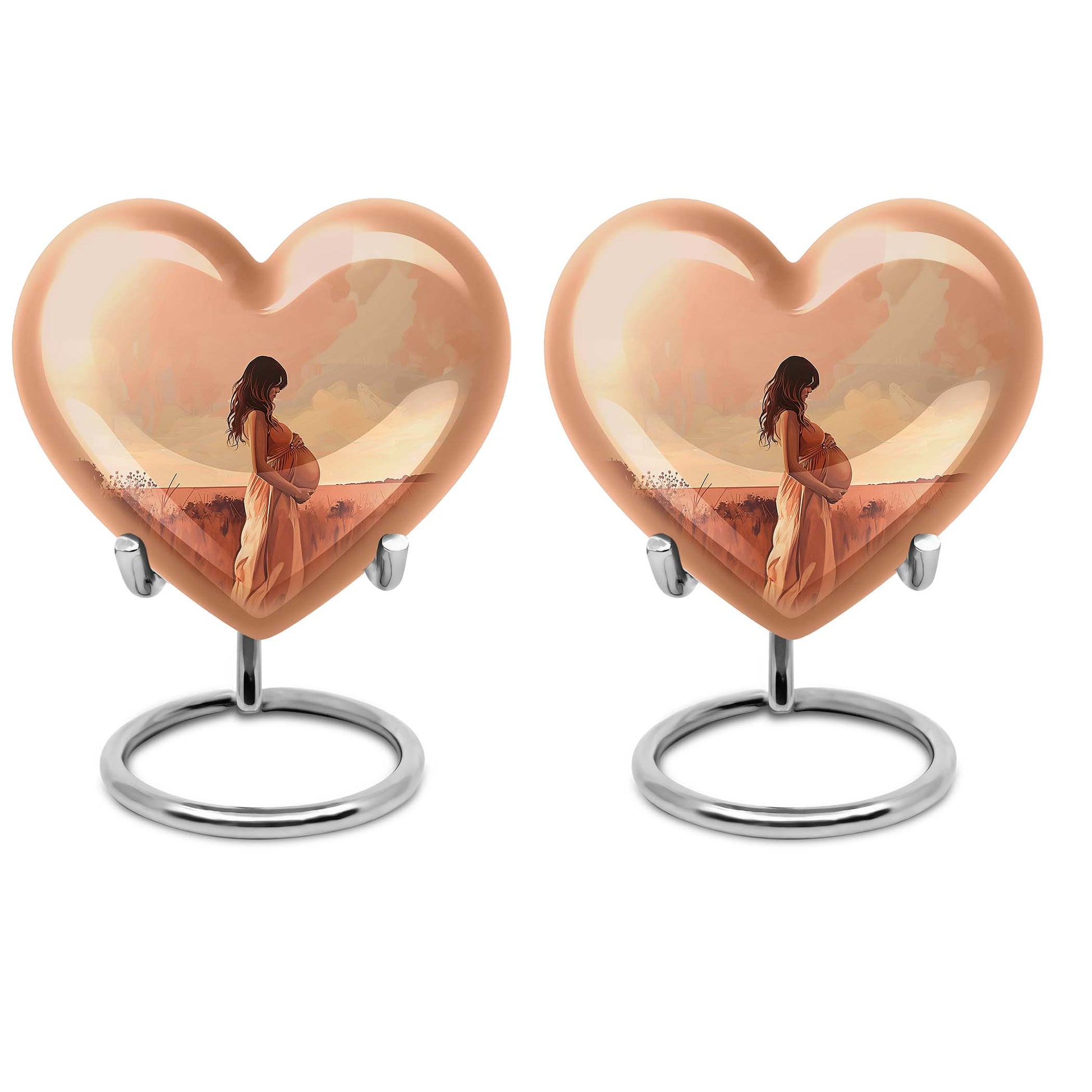 10-inch, abstract heart design memorial urn for adult male, customizable