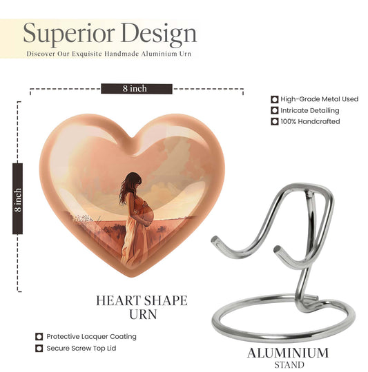 10-inch, abstract heart design memorial urn for adult male, customizable