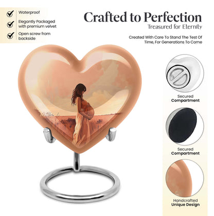 10-inch, abstract heart design memorial urn for adult male, customizable