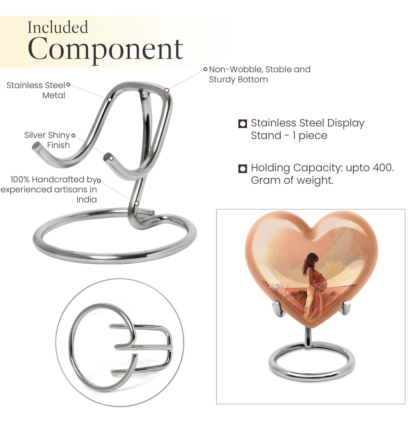 10-inch, abstract heart design memorial urn for adult male, customizable