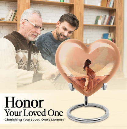 10-inch, abstract heart design memorial urn for adult male, customizable
