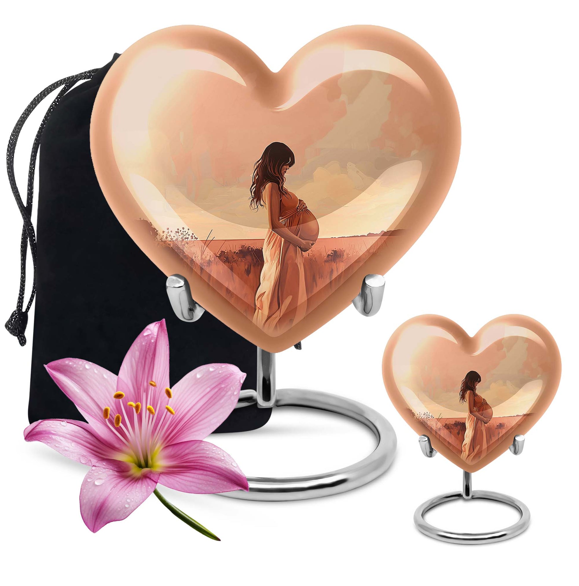 10-inch, abstract heart design memorial urn for adult male, customizable