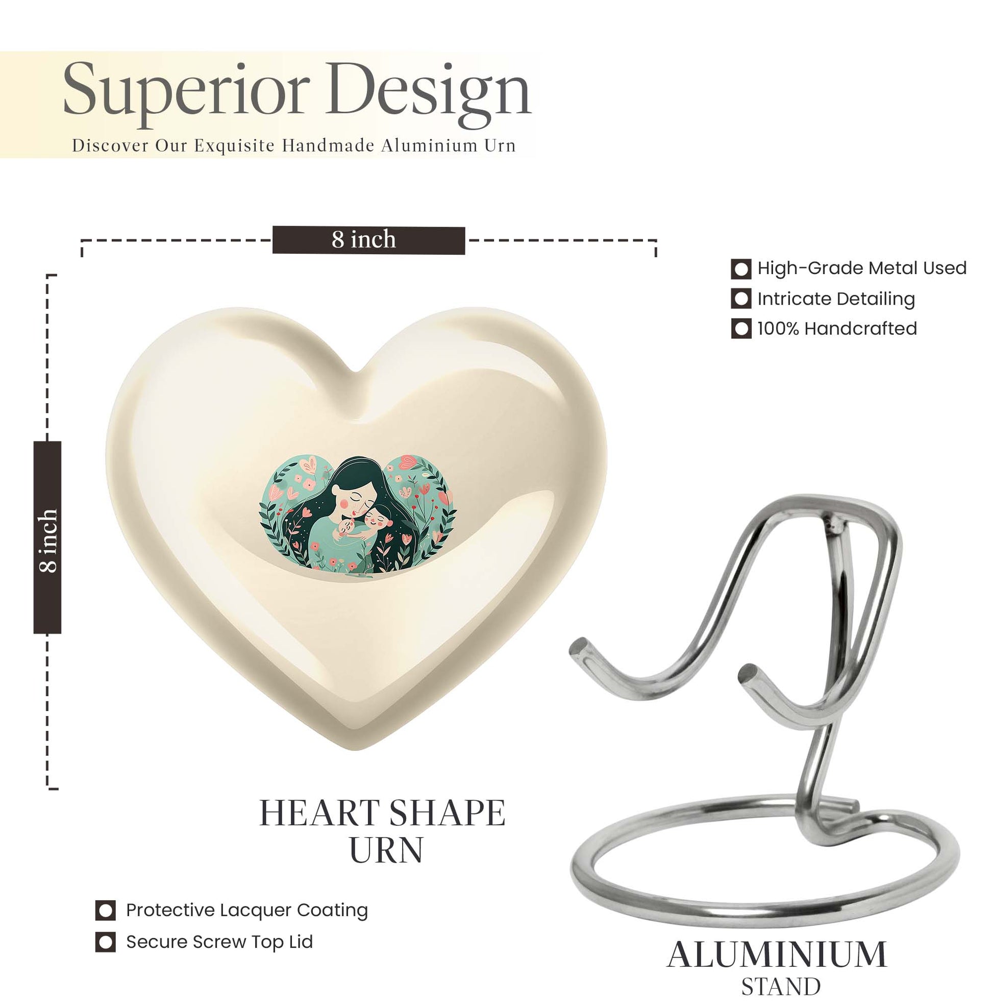  heart-shaped mother urn for adult ashes