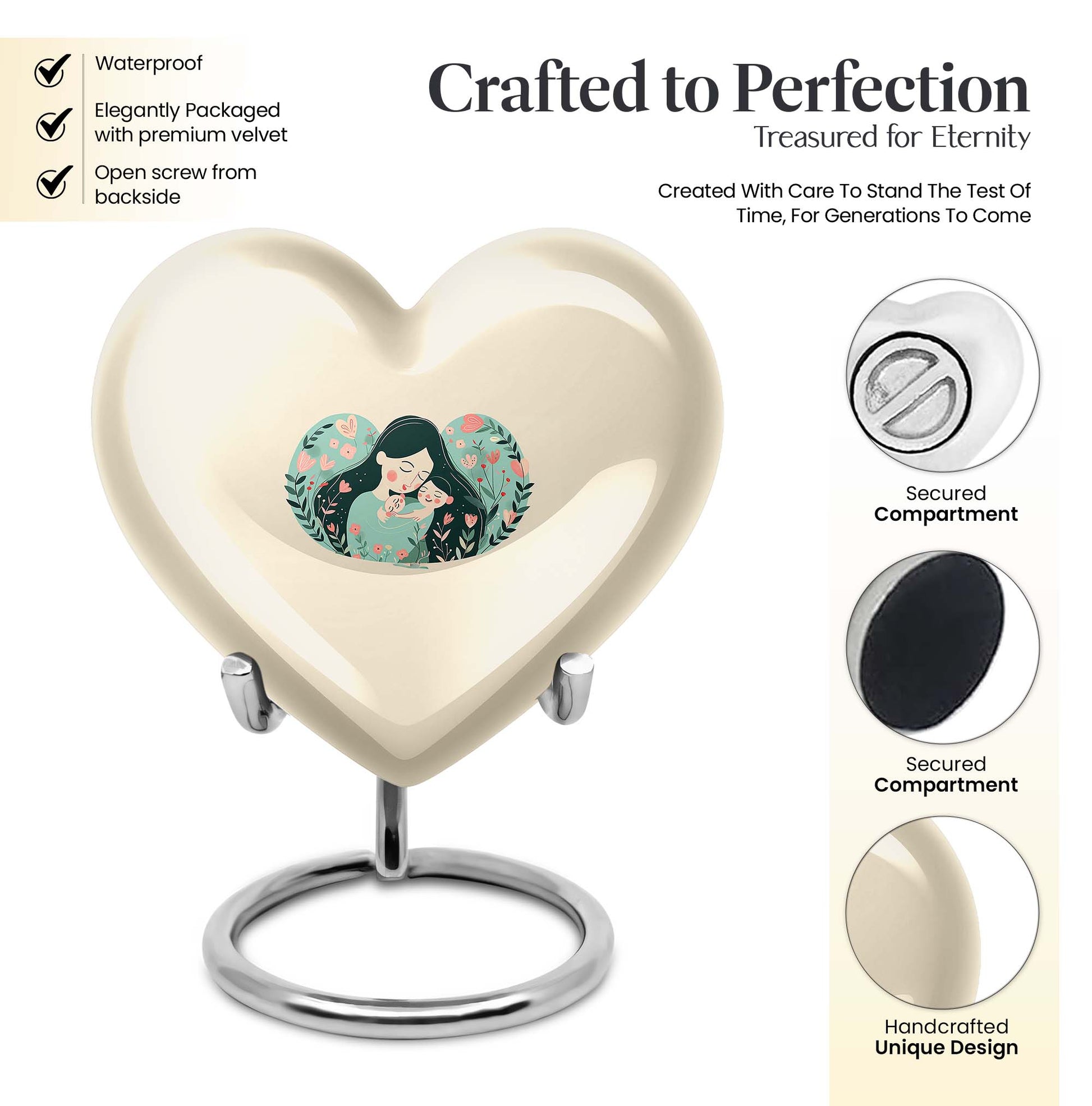  heart-shaped mother urn for adult ashes