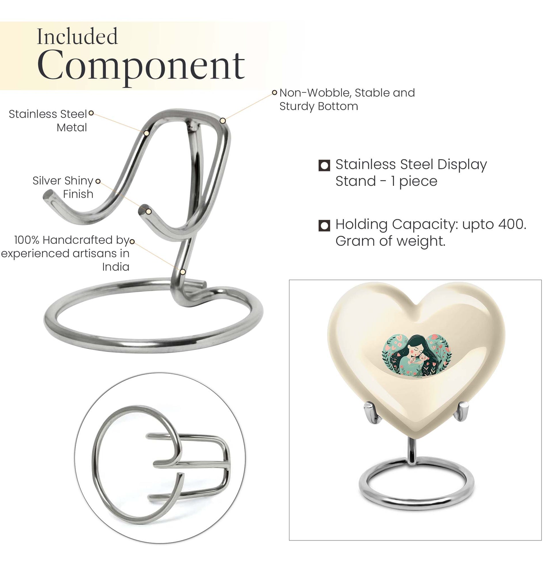  heart-shaped mother urn for adult ashes