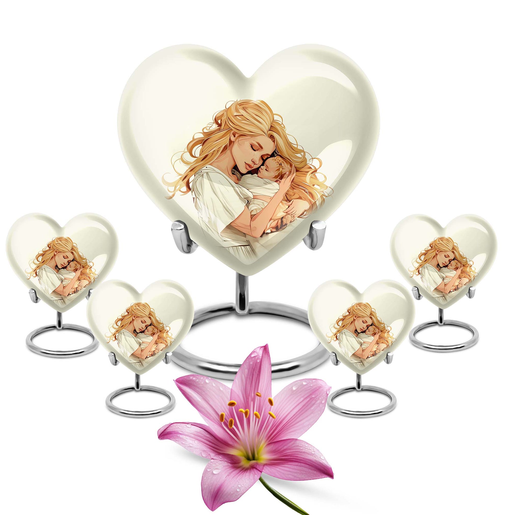 heart-shaped memorial urn for mother's ashes