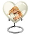 heart-shaped memorial urn for mother's ashes