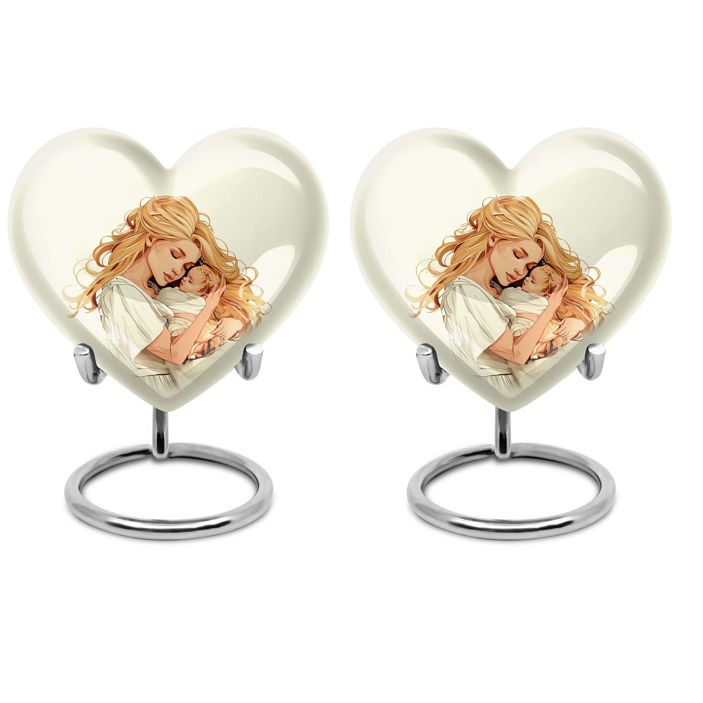 heart-shaped memorial urn for mother's ashes