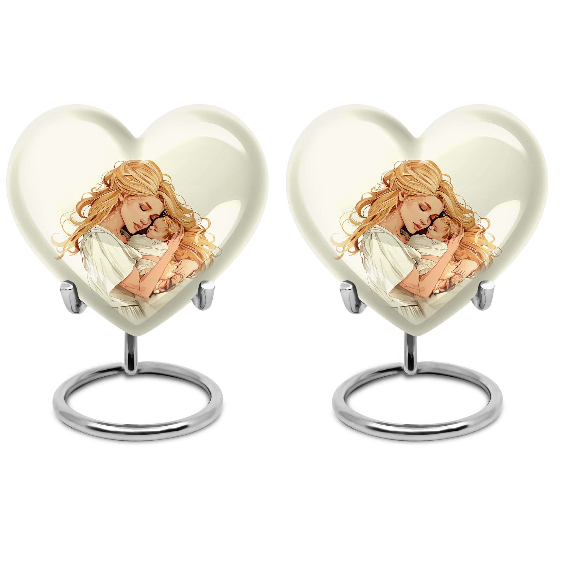 heart-shaped memorial urn for mother's ashes