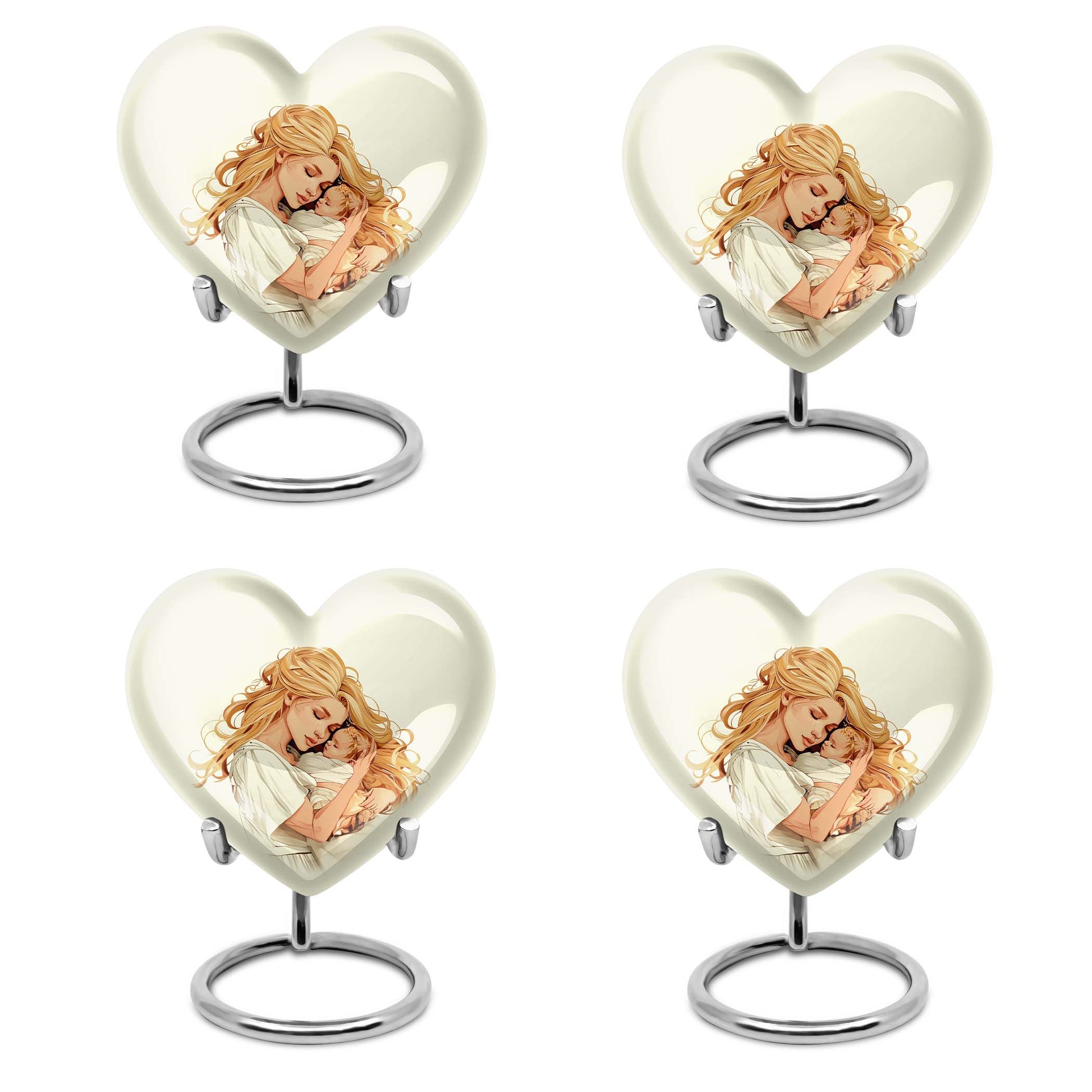 heart-shaped memorial urn for mother's ashes