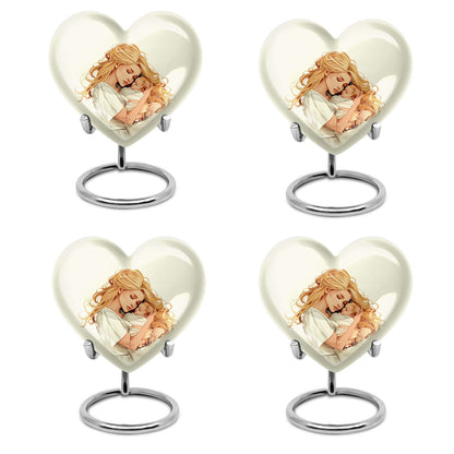 heart-shaped memorial urn for mother's ashes