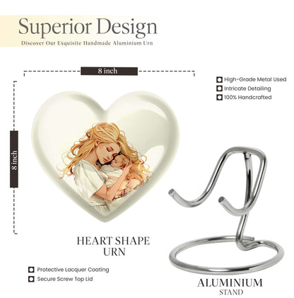 heart-shaped memorial urn for mother's ashes