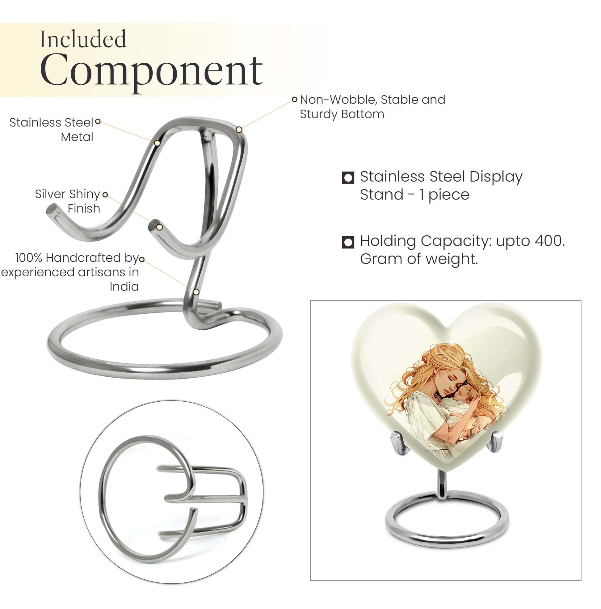 heart-shaped memorial urn for mother's ashes