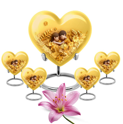 heart-shaped burial urn for mom's ashes.