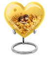 heart-shaped burial urn for mom's ashes.