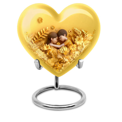 heart-shaped burial urn for mom's ashes.
