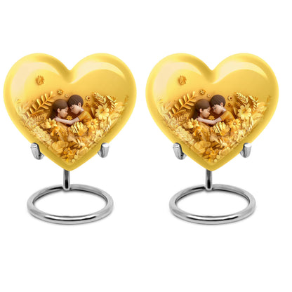 heart-shaped burial urn for mom's ashes.