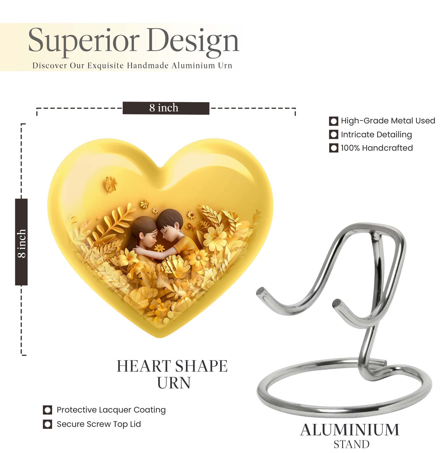 heart-shaped burial urn for mom's ashes.