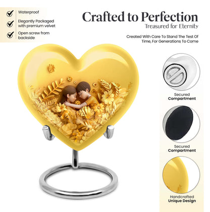 heart-shaped burial urn for mom's ashes.