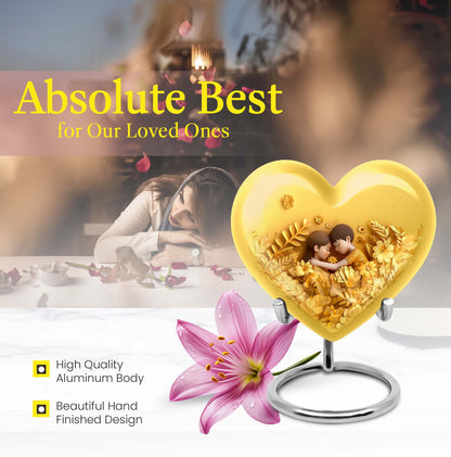 heart-shaped burial urn for mom's ashes.