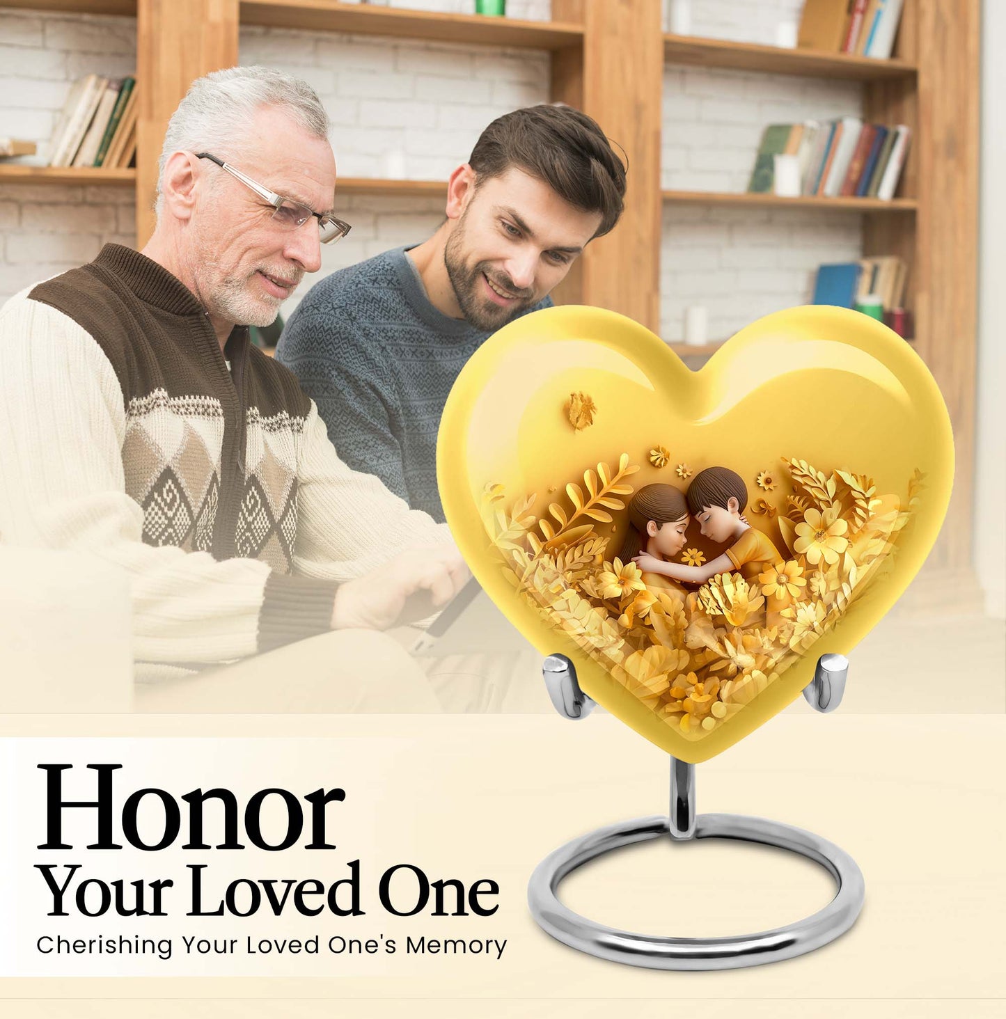 heart-shaped burial urn for mom's ashes.