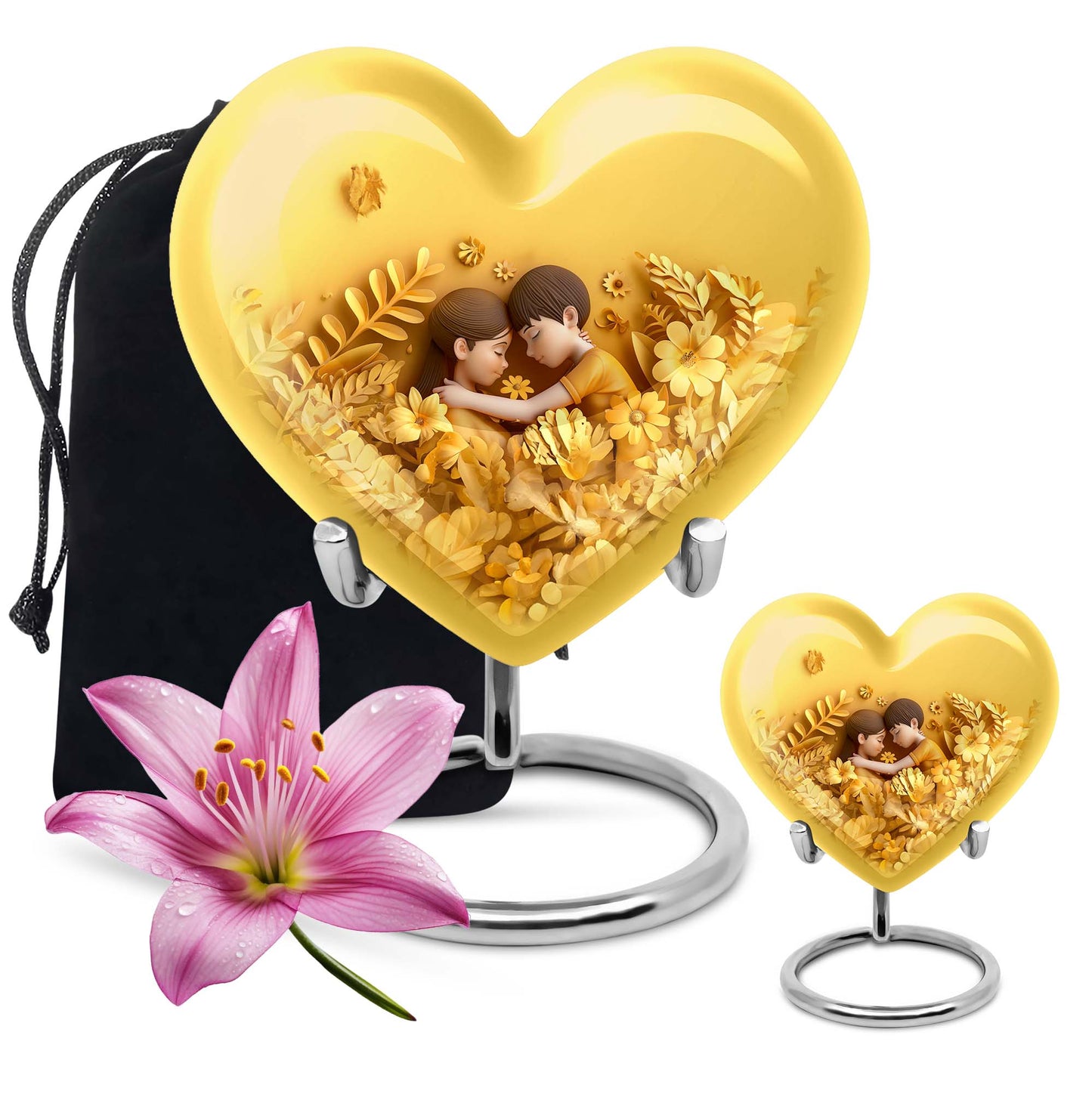 heart-shaped burial urn for mom's ashes.
