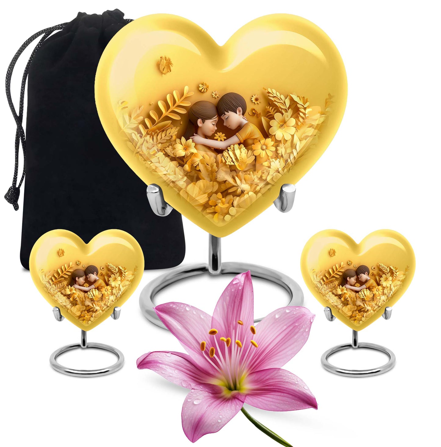 heart-shaped burial urn for mom's ashes.