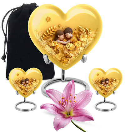 heart-shaped burial urn for mom's ashes.