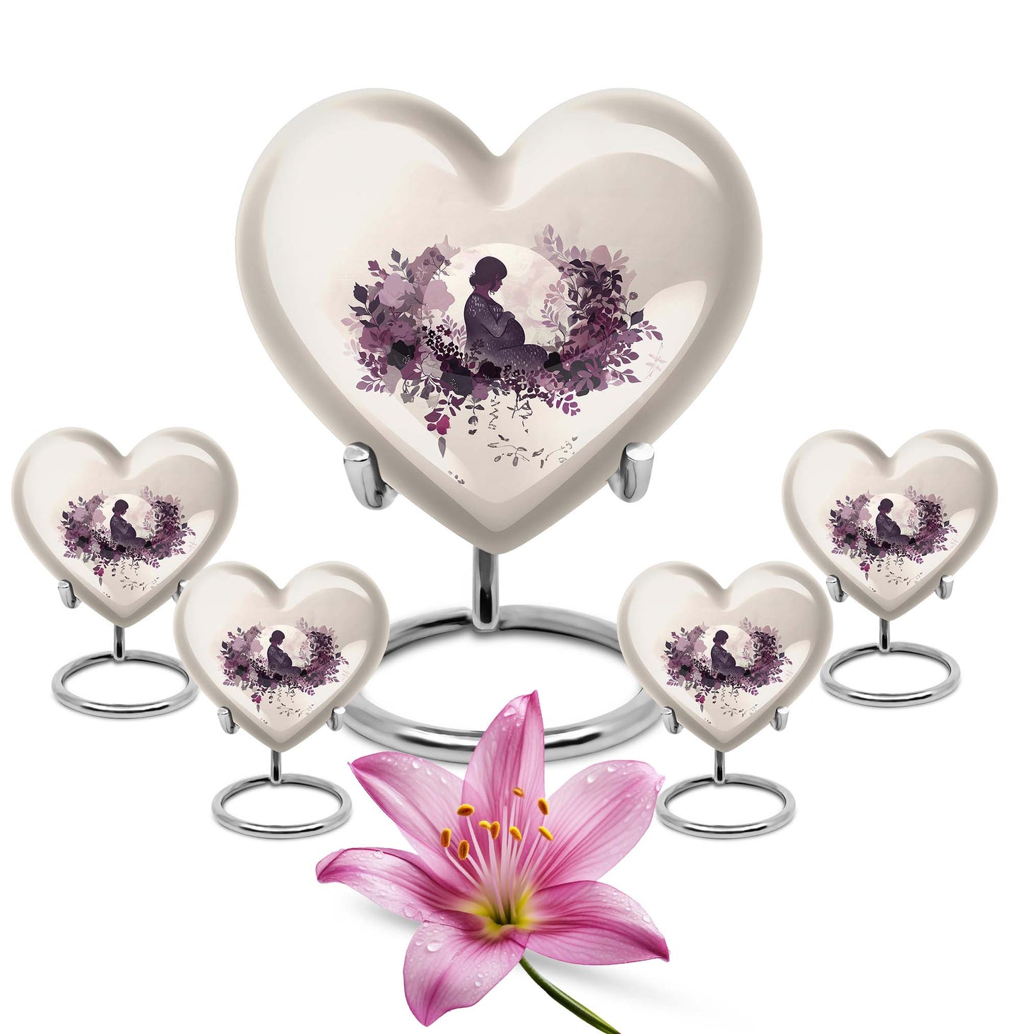 10-inch heart-shaped mother urn, large aluminium cremation urn for men, customizable with engraving