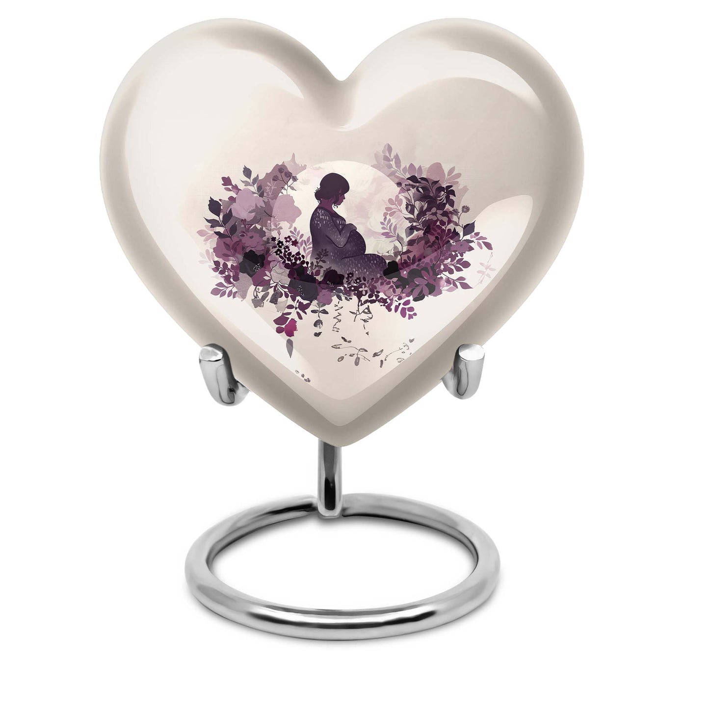 10-inch heart-shaped mother urn, large aluminium cremation urn for men, customizable with engraving