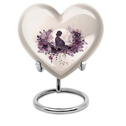 10-inch heart-shaped mother urn, large aluminium cremation urn for men, customizable with engraving