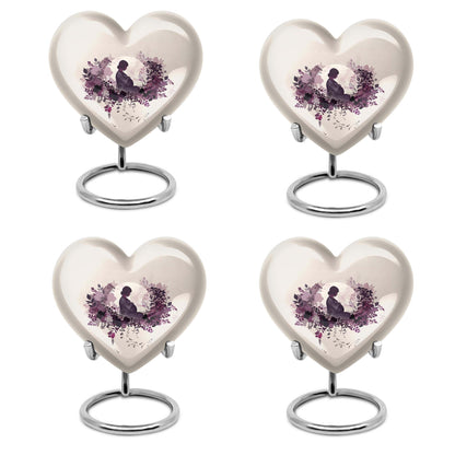 10-inch heart-shaped mother urn, large aluminium cremation urn for men, customizable with engraving