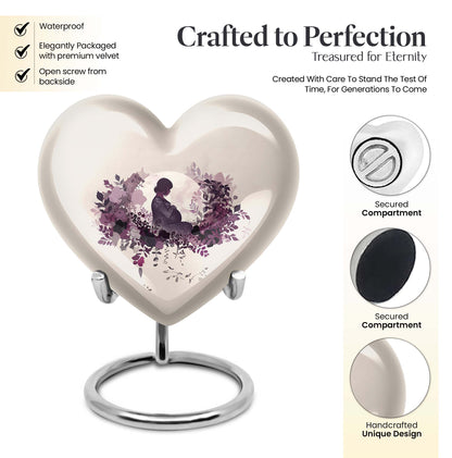 10-inch heart-shaped mother urn, large aluminium cremation urn for men, customizable with engraving
