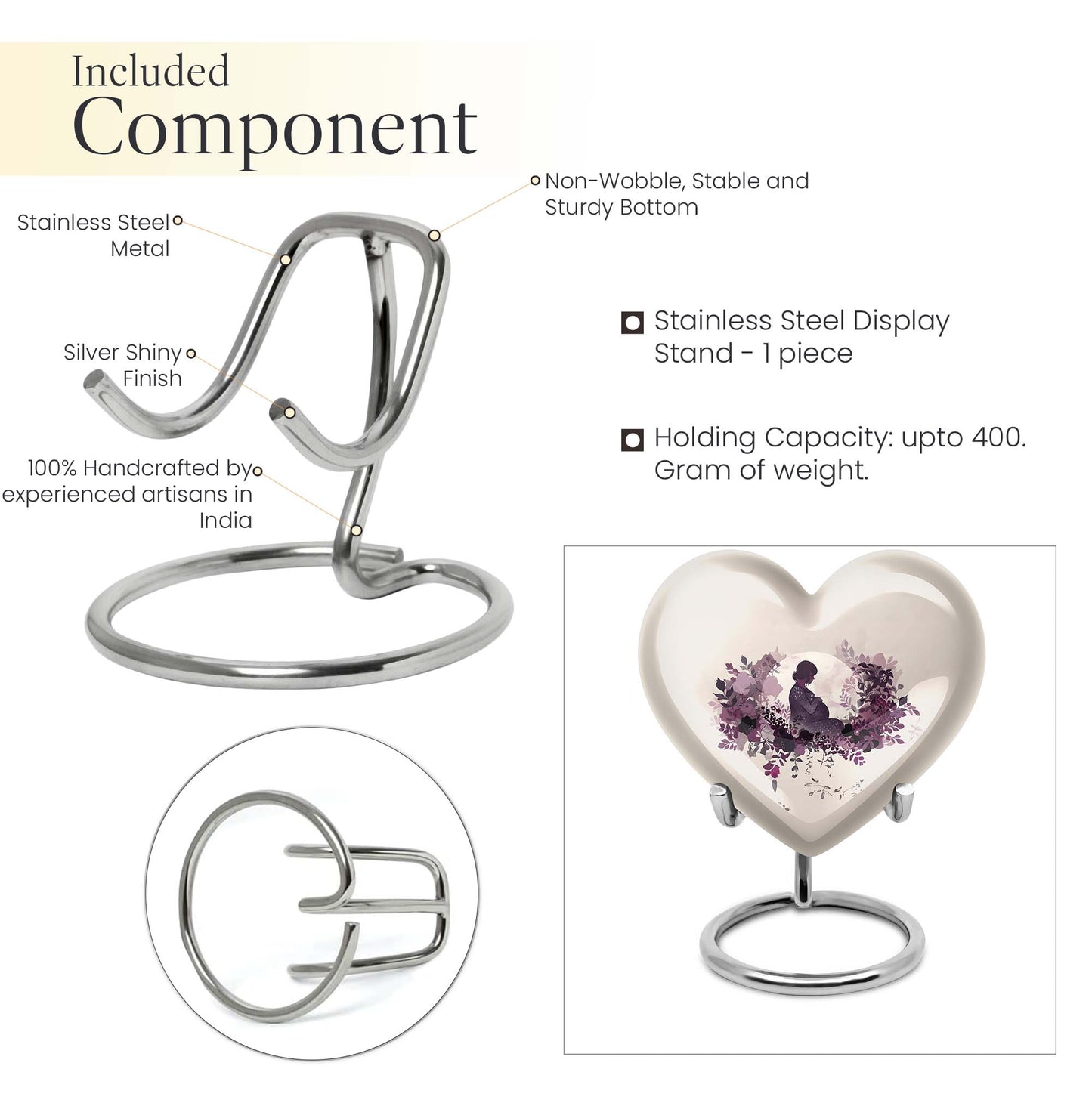 10-inch heart-shaped mother urn, large aluminium cremation urn for men, customizable with engraving